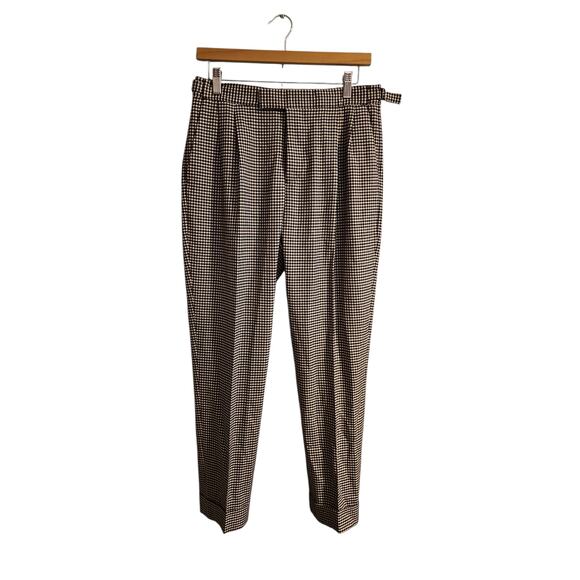 Reiss sz 30 waist brown black check cuffed slim leg dress pants MP25 - Picture 2 of 7